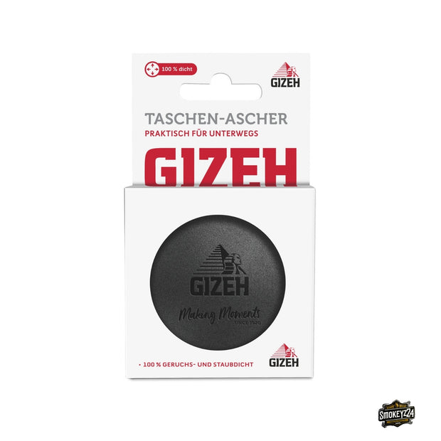 GIZEH Taschenaschenbecher schwarz in Verpackung geruchs- und staubdicht für unterwegs