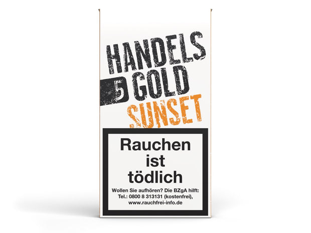 Handelsgold Sunset 209 Zigarillos – 5er Packung, frontal fotografiert