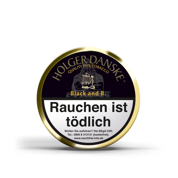 Holger Danske Black and B. Pfeifentabak 100g Dose – aromatisierter Tabak mit Bourbon Whiskey, Black Cavendish und Burley.
