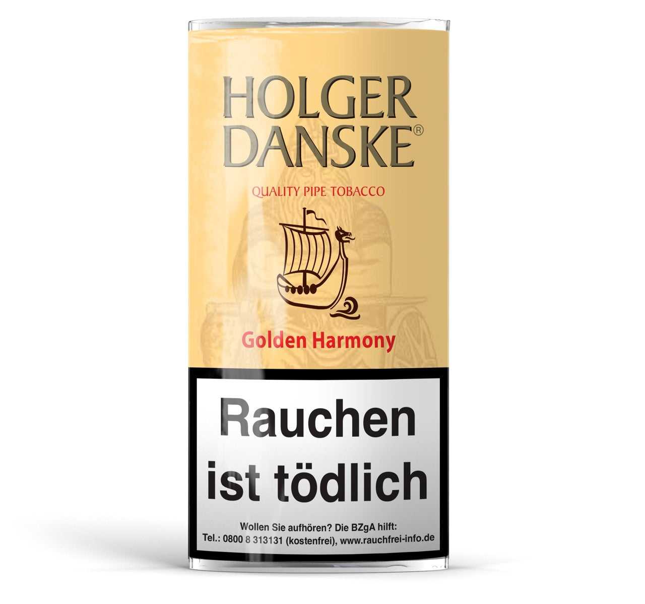 Holger Danske Golden Harmony Pfeifentabak 40g Pouch – fruchtige Mischung aus Virginia, Burley, Black Cavendish mit Mango- und Vanillearoma.
