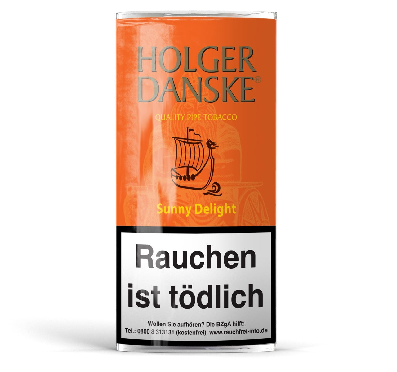 Holger Danske Sunny Delight Pfeifentabak 40g Pouch – sanfte Mischung mit Vanille und Orange, Virginia, Burley und Black Cavendish.