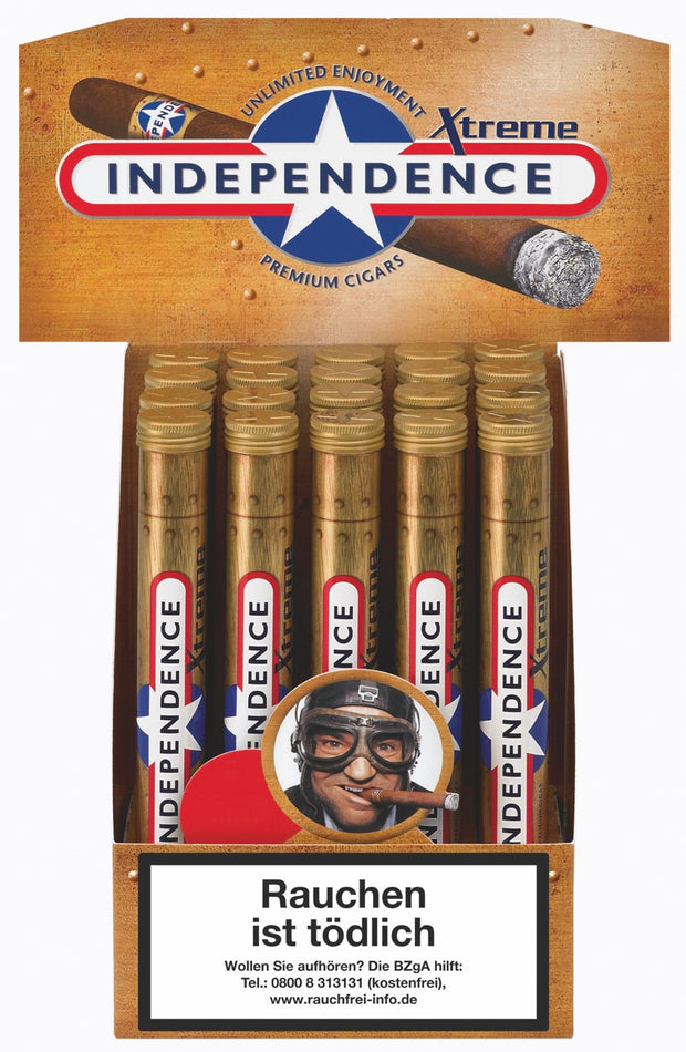 Independence Extreme Vanilla Tubes Zigarren – geöffneter 20er Karton frontal
