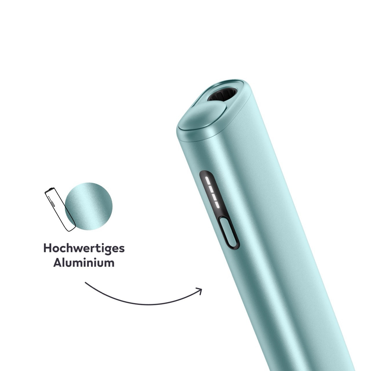 IQOS ILUMA i ONE Breeze Blue Tabakerhitzer freigestellt mit schlankem All-in-One Design