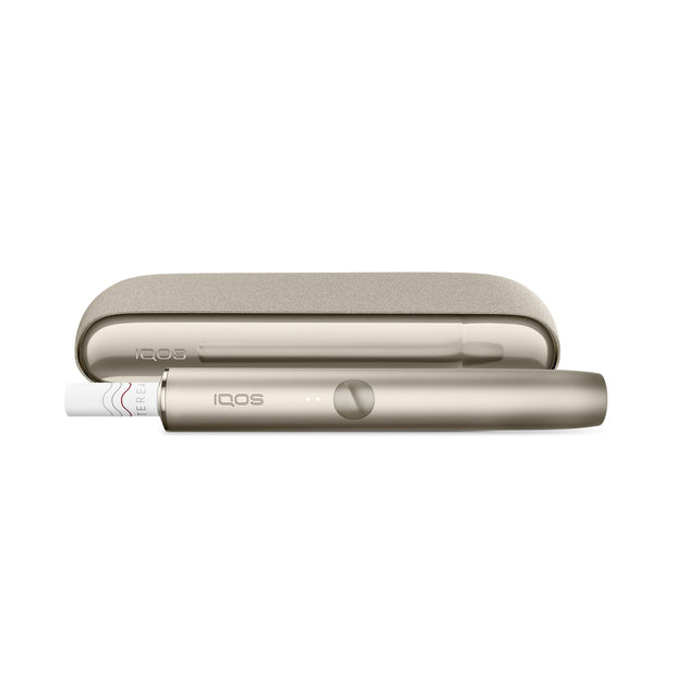 IQOS ILUMA Tabakerhitzer in Pebble Beige – rauchfreier Genuss mit TEREA Tabaksticks, seitlich abgebildet