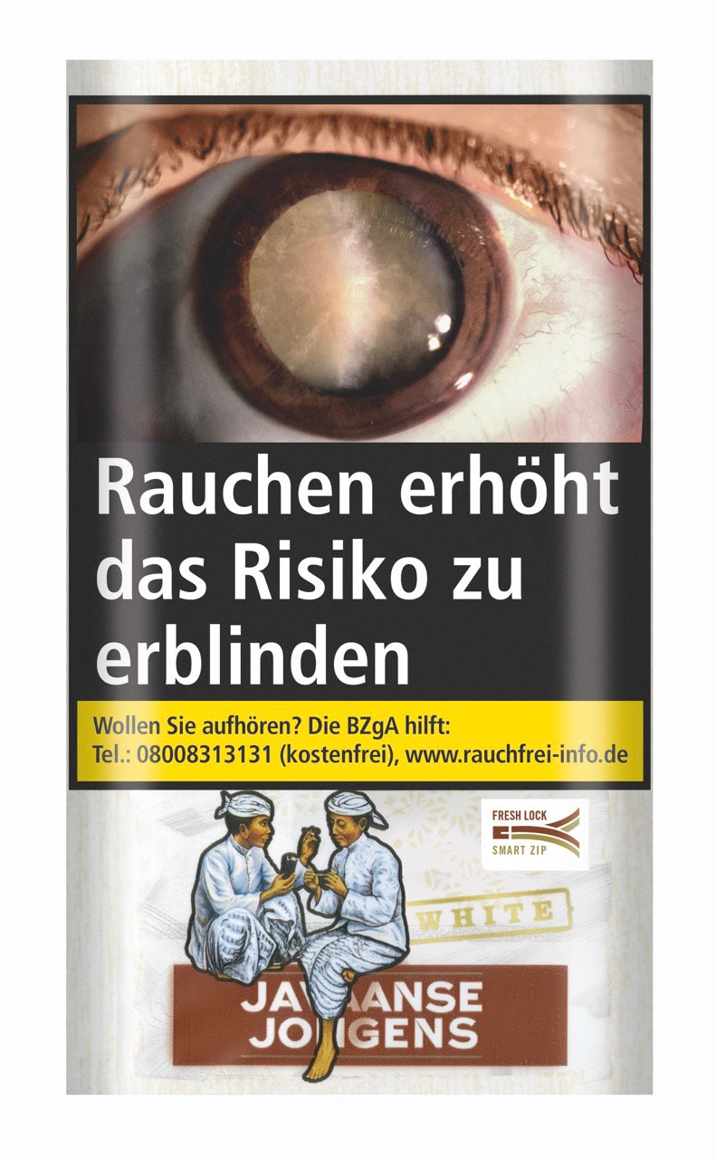 Javaanse Jongens White Drehtabak 30g Pouch – milder Feinschnitt ohne Zusatzstoffe zum Selbstdrehen