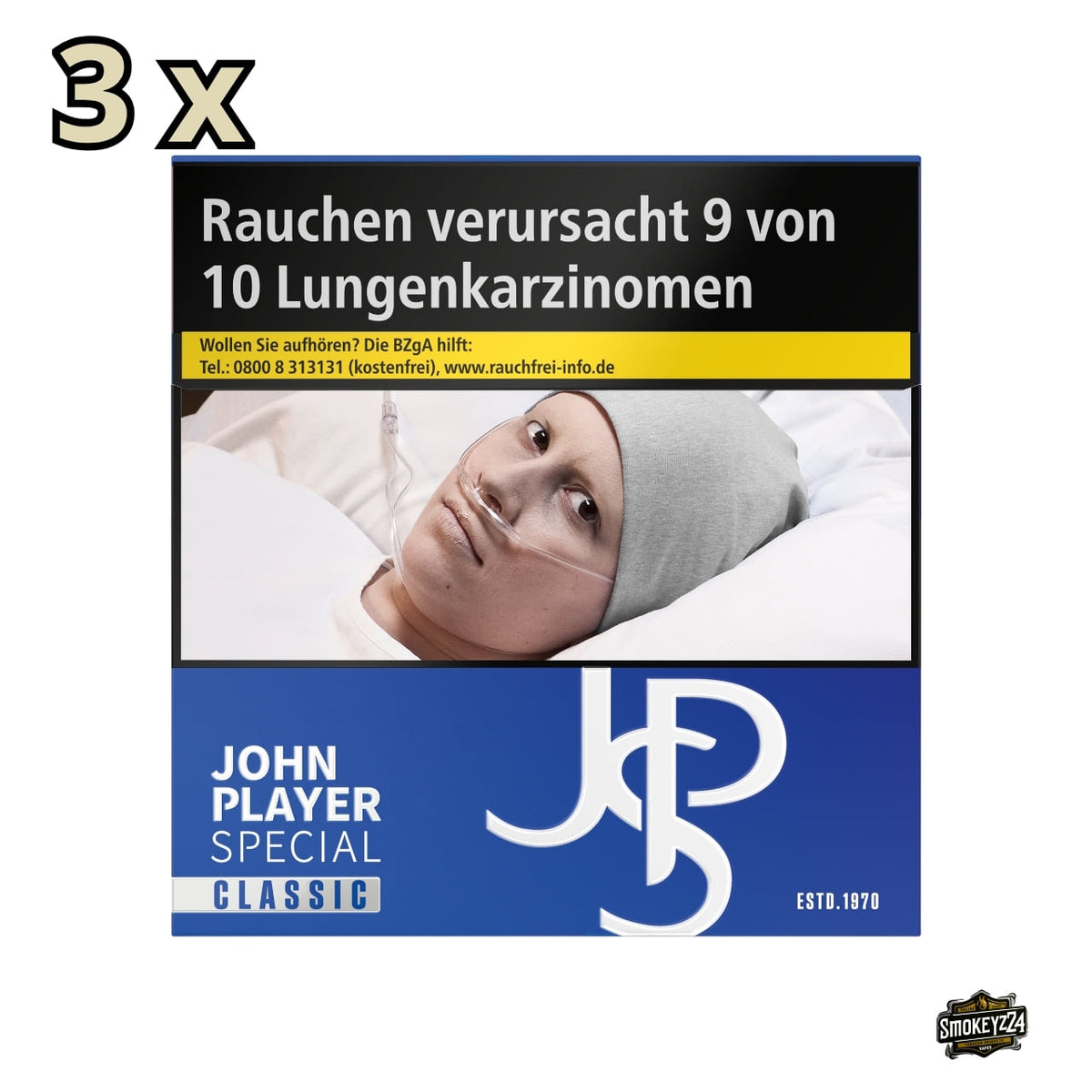 JPS Classic Blue Zigaretten Stange 3x60 Stück – erstmals 60er-Schachtel in Blau