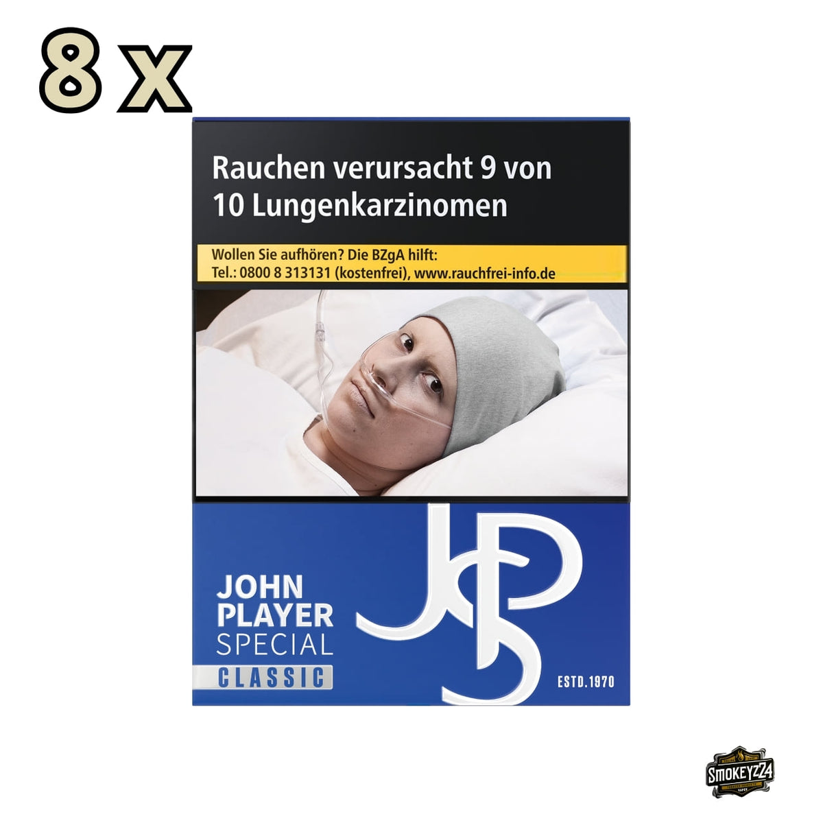 JPS Classic Blue Zigaretten Stange 8x27 Stück – 216 Zigaretten, blaue Packung