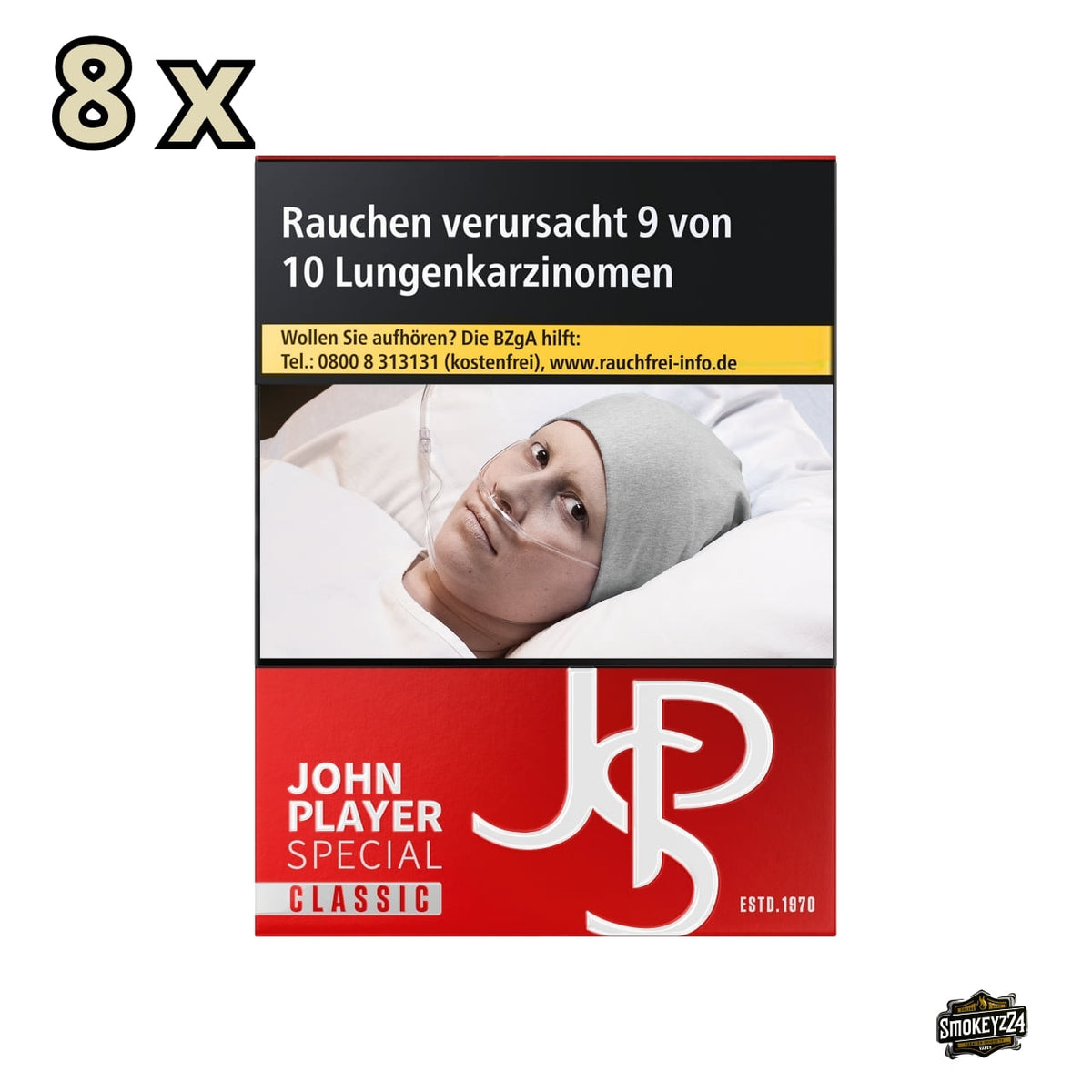 JPS Classic Red Zigaretten Stange 8x27 Stück – 216 Zigaretten in acht Schachteln