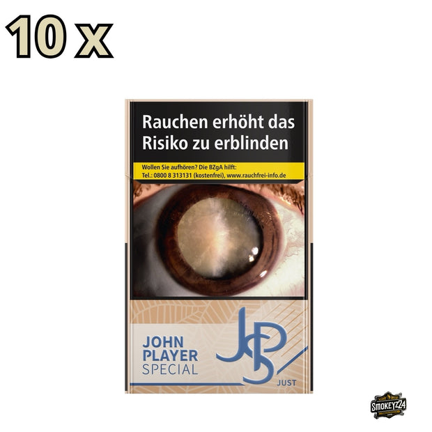 Stange JPS Just Blue Zigaretten ohne Zusätze mit 10 Packungen à 20 Stück im blauen Design