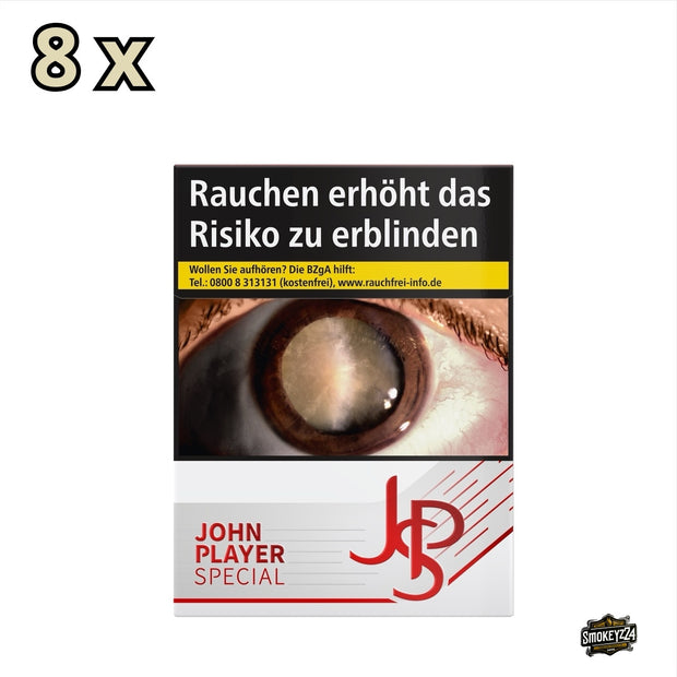 JPS Red Zigaretten Stange mit 8 roten Packungen à 24 Filterzigaretten