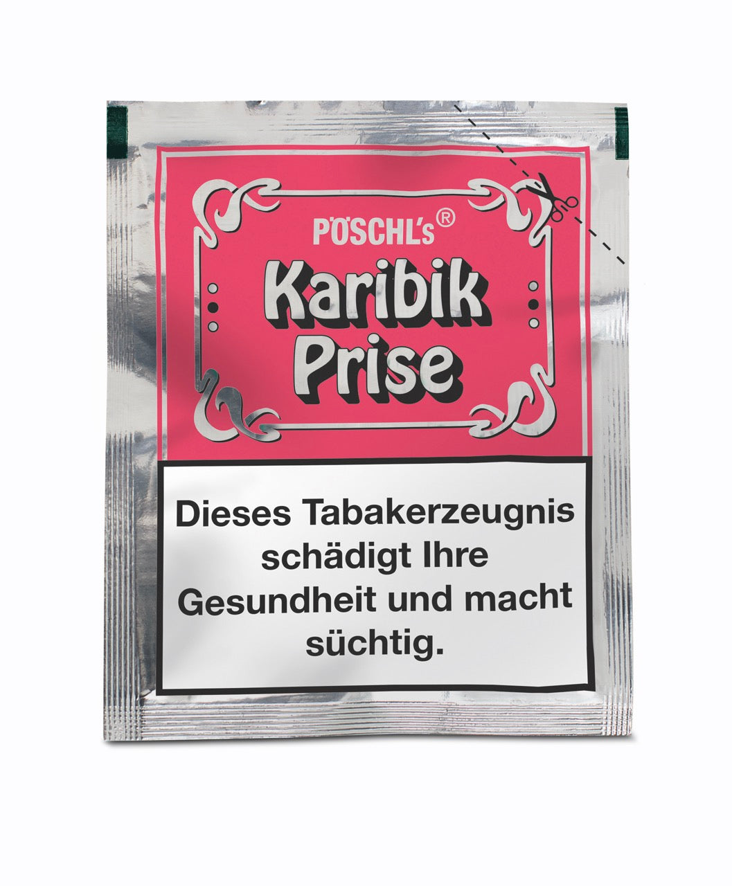 Karibik Prise Schnupftabak mit fruchtigem Aroma und Menthol in 10g-Tütchen – exotischer Genuss aus dem Hause Pöschl.