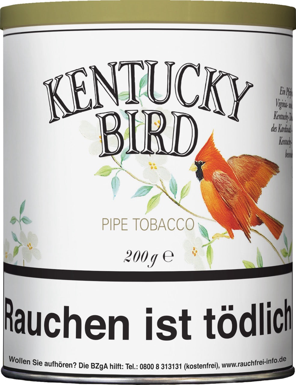 Kentucky Bird Pfeifentabak 200g Dose – floraler Pfeifentabak mit Blütenblättern, Virginia und Burley, mild und aromatisch