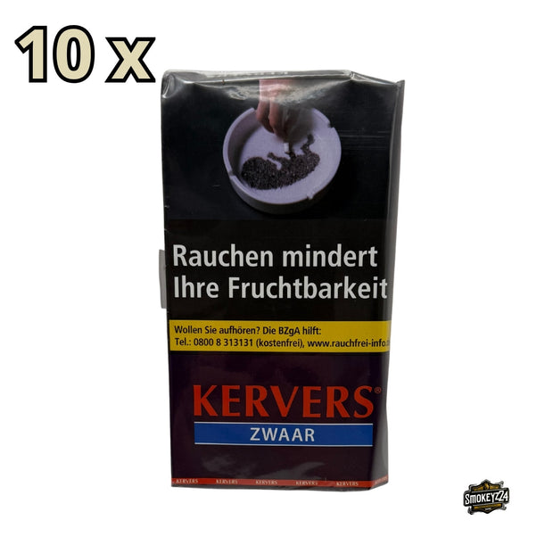 Kervers Zwaar Drehtabak 10x40g Gebinde mit dunklem Pouch freigestellt