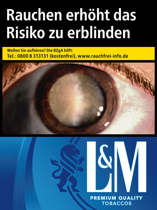 L&M Blue XL Zigaretten Packung – Vorderseite mit Logo