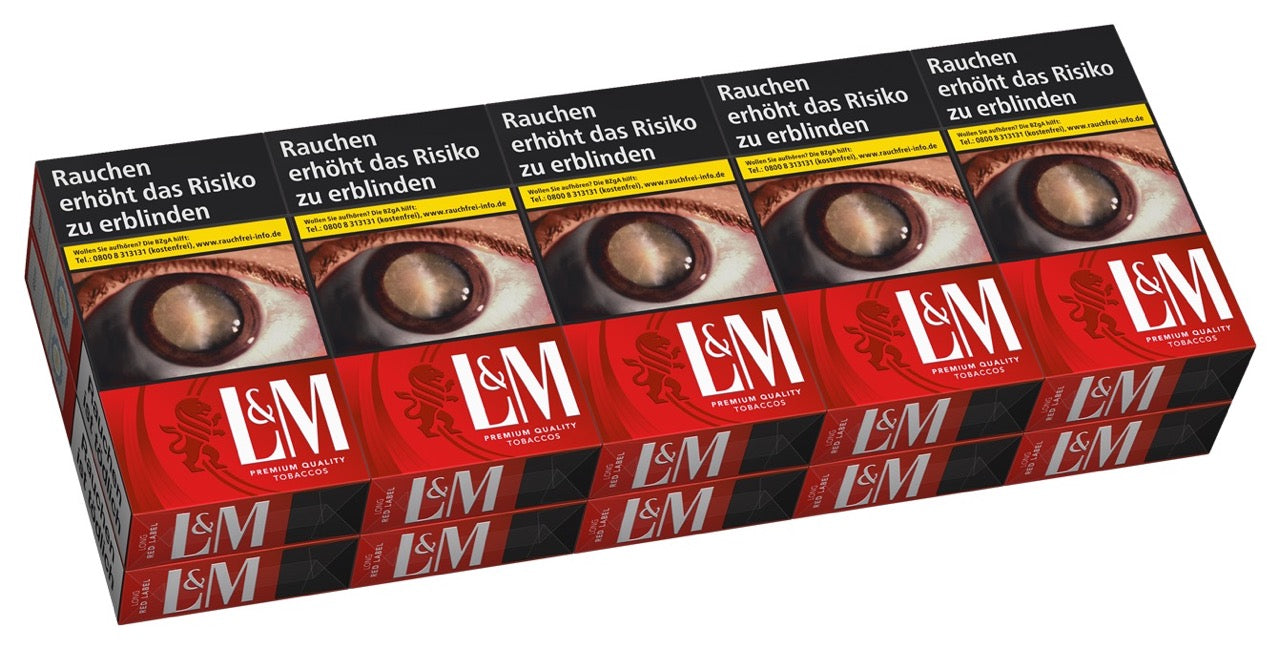L&M Red Long Zigaretten Stange mit 10x20 Stück im 100er-Format – Vorderansicht