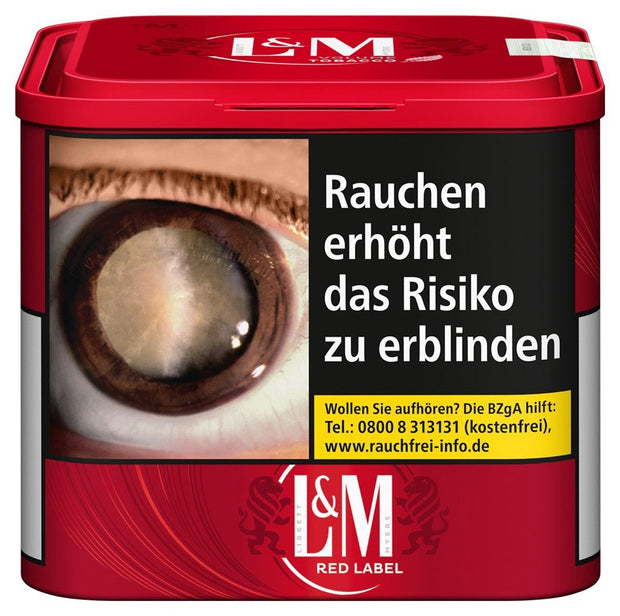 L&M Red Volumentabak – 41g Dose frontal fotografiert mit markantem Rot-Design