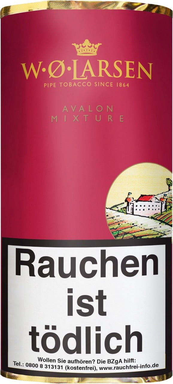 W. O. Larsen Avalon Mixture Pfeifentabak 50g Pouch – milde Virginia-Black Cavendish Mischung mit Rotwein-Aroma, fruchtig und sanft im Geschmack