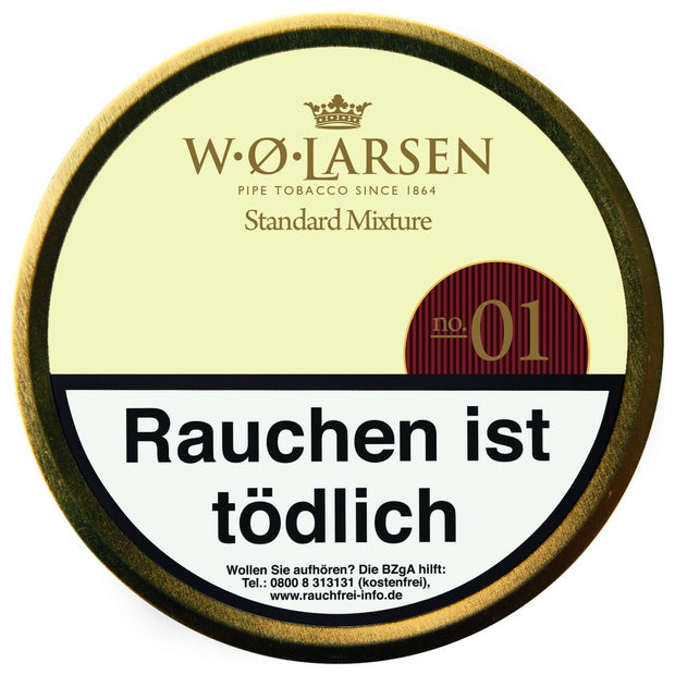 W. O. Larsen Standard Mixture No. 1 Pfeifentabak 100g Dose – milde, fruchtige Mango-Mixture mit Virginia, Burley & Maryland, Loose Cut