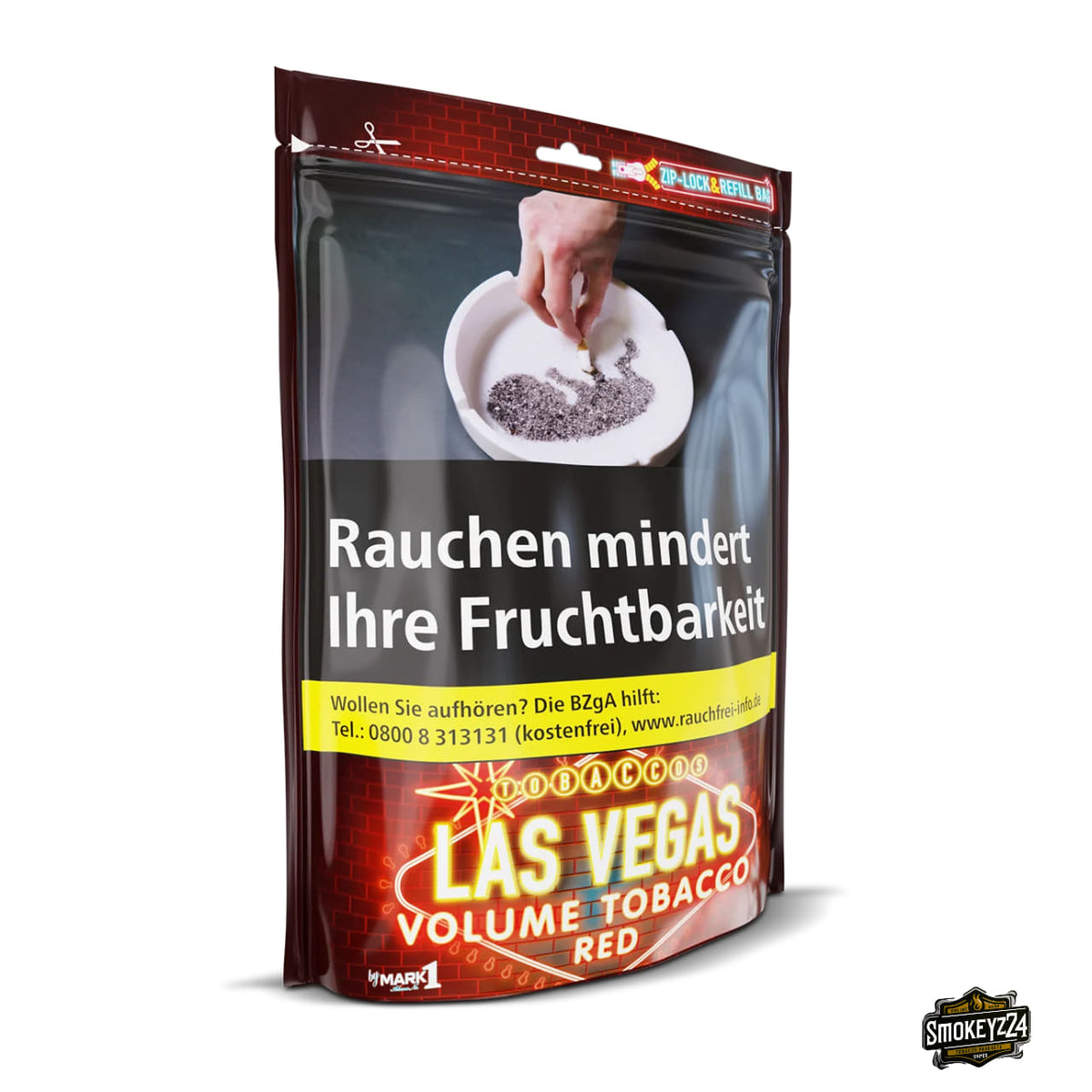 Las Vegas Red Stopftabak 250g Beutel seitlich mit Zip-Lock Verschluss