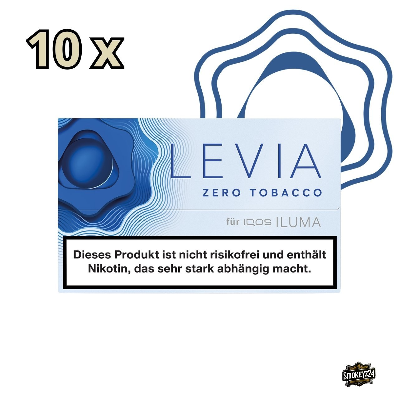 LEVIA Glacial Stange 10x20 – Nikotinsticks ohne Tabak für IQOS ILUMA, Packung geschlossen mit 10x Hinweis
