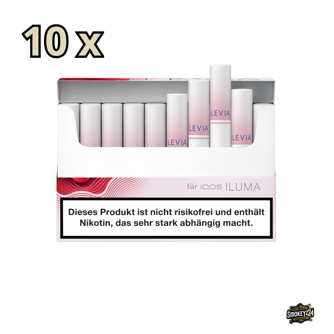 LEVIA Red Berry - geöffnete Schachtel, Sticks sichtbar, kompatibel mit IQOS ILUMA, Menthol & Erdbeere, ohne Tabak