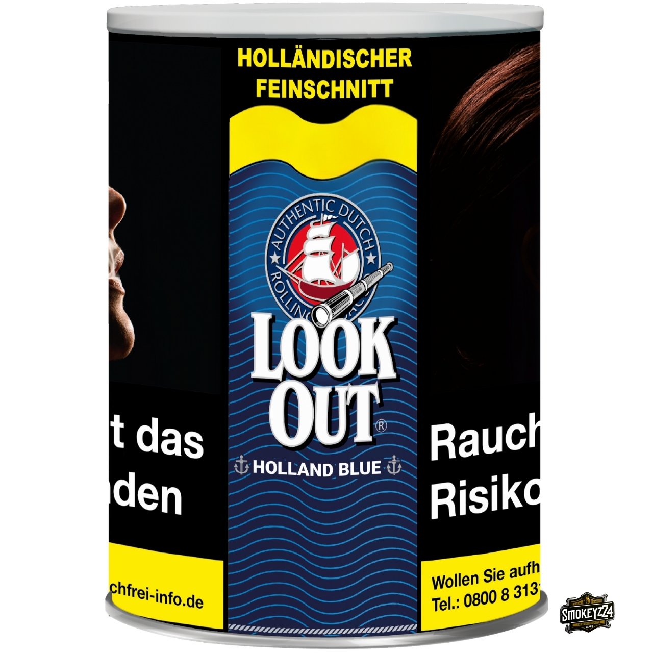Look Out Holland Blue 150g Dose Feinschnitt Halfzware Shag frontal geschlossen