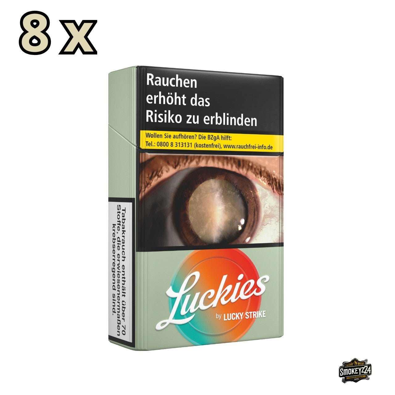 Luckies by Lucky Strike Red Zigaretten – Packung seitlich, Vorratsstange 8x23