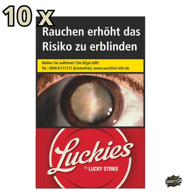 Luckies Crafted 1871 Red Zigaretten – Schachtel frontal mit 10x Hinweis
