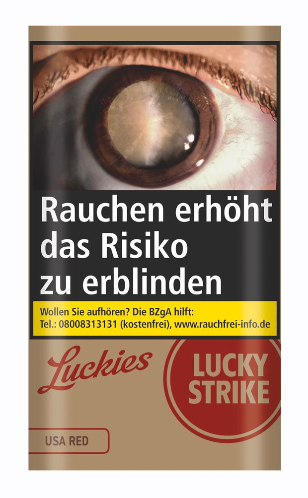 Lucky Strike USA Red Drehtabak 30g Pouch – Feinschnitt ohne Zusätze, American Blend mit Virginia-, Burley- und Orienttabak