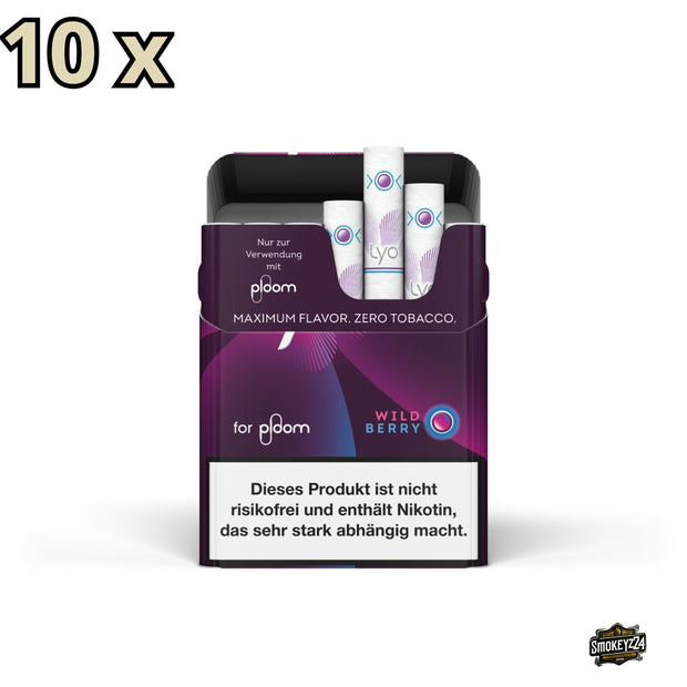 10x LYO Wild Berry Nikotinsticks Packung frontal geöffnet