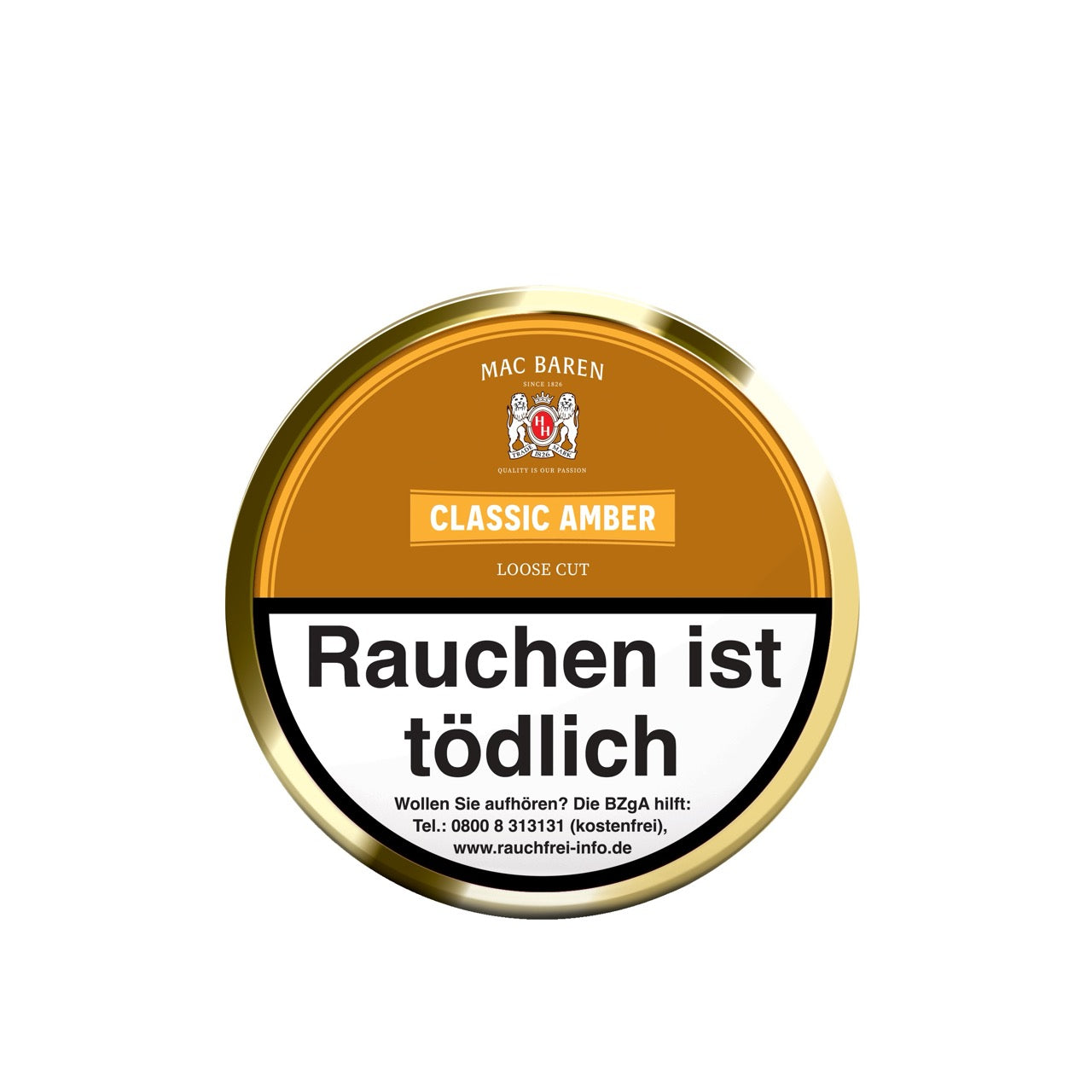 Mac Baren Classic Amber Pfeifentabak 100g Dose – Original Verpackung, Vanilla Toffee Cream aromatisierter Pfeifentabak