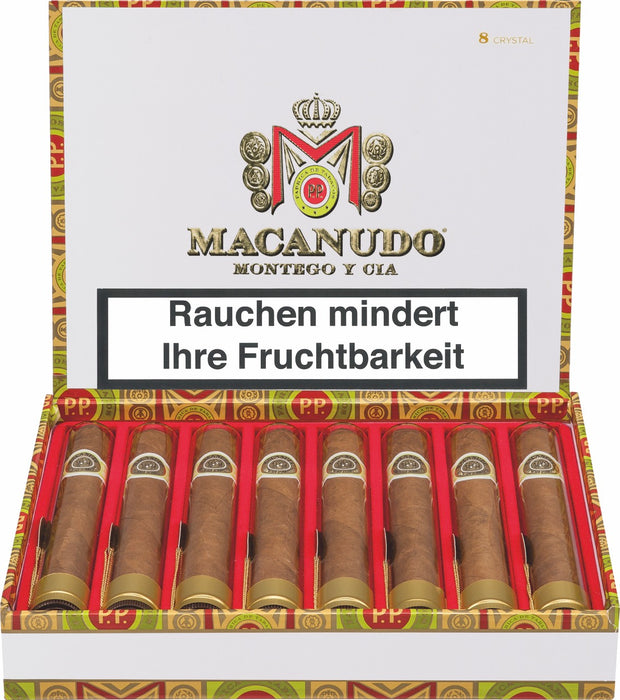 Macanudo Connecticut Crystal Zigarren 8er-Kiste, hochwertige Longfiller in Crystal-Tubes, mild-würziges Aroma.