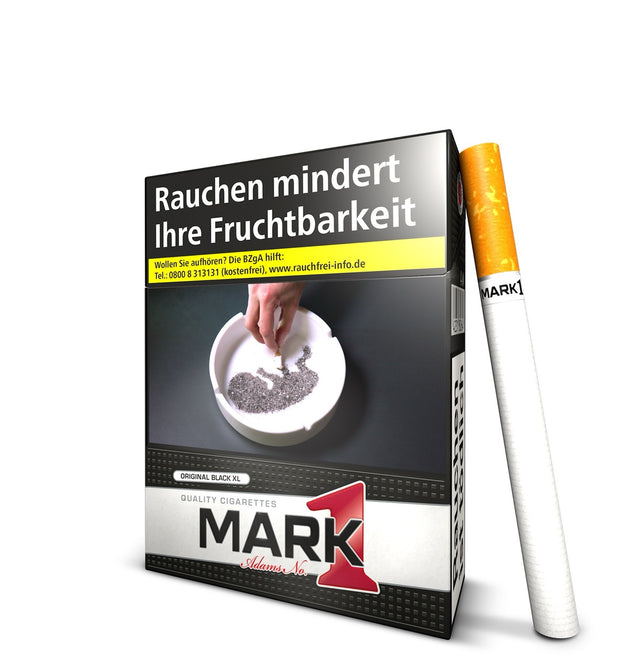 Mark Adams No. 1 Black XL Zigarettenschachtel seitlich mit Zigarette