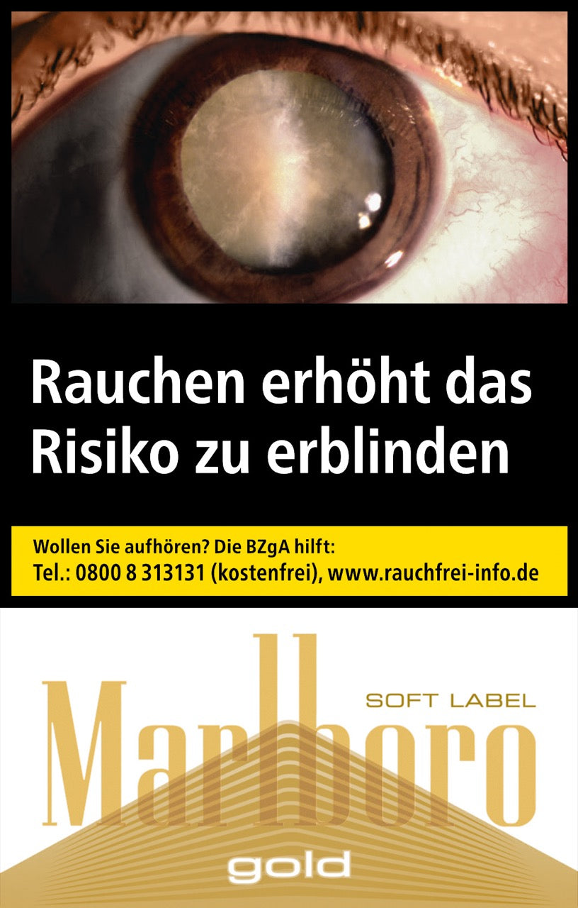 Marlboro Gold Soft – Einzelpackung im weichen Softpack-Format, Vorderseite der goldenen Schachtel