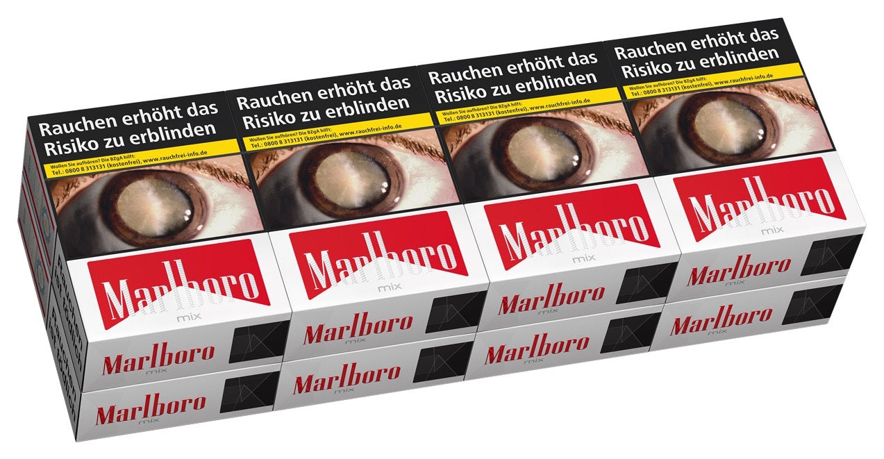 Marlboro Mix Zigaretten – Stange mit 8x28 Stück im 2XL-Format, frontal fotografiert