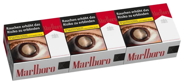 Marlboro Red Zigaretten – 9XL-Stange mit 3x77 Stück, klassisches Rotdesign frontal fotografiert