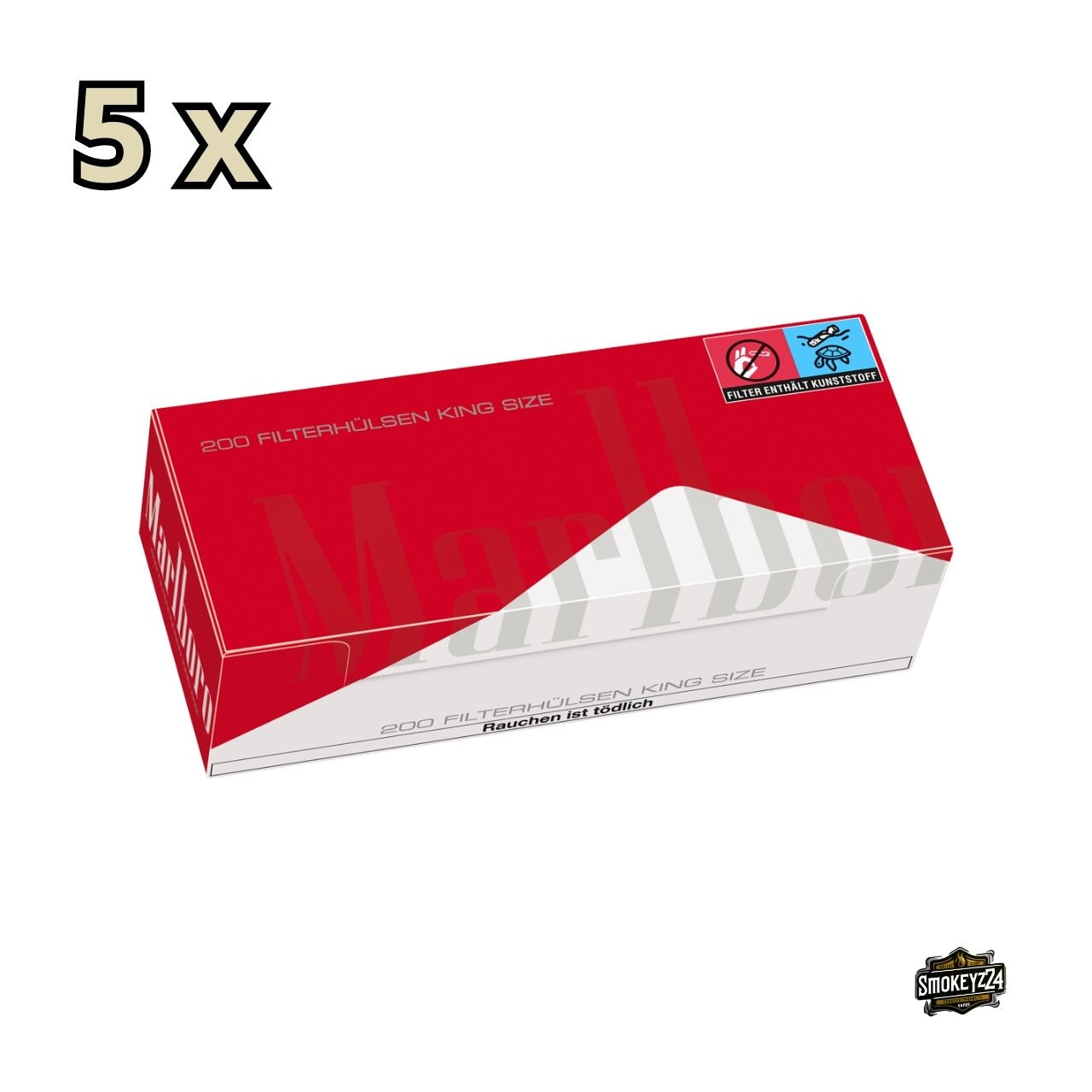 Marlboro Red Hülsen King Size – leicht seitlich dargestellte Verpackung
