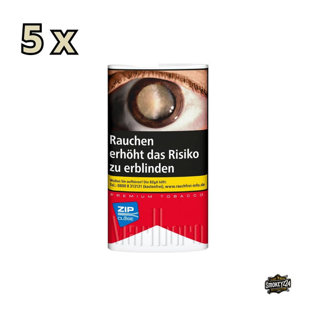 Marlboro Red Drehtabak 5x30g Pouch Gebinde – fünf rote Feinschnitt-Tabakbeutel im Vorratspack