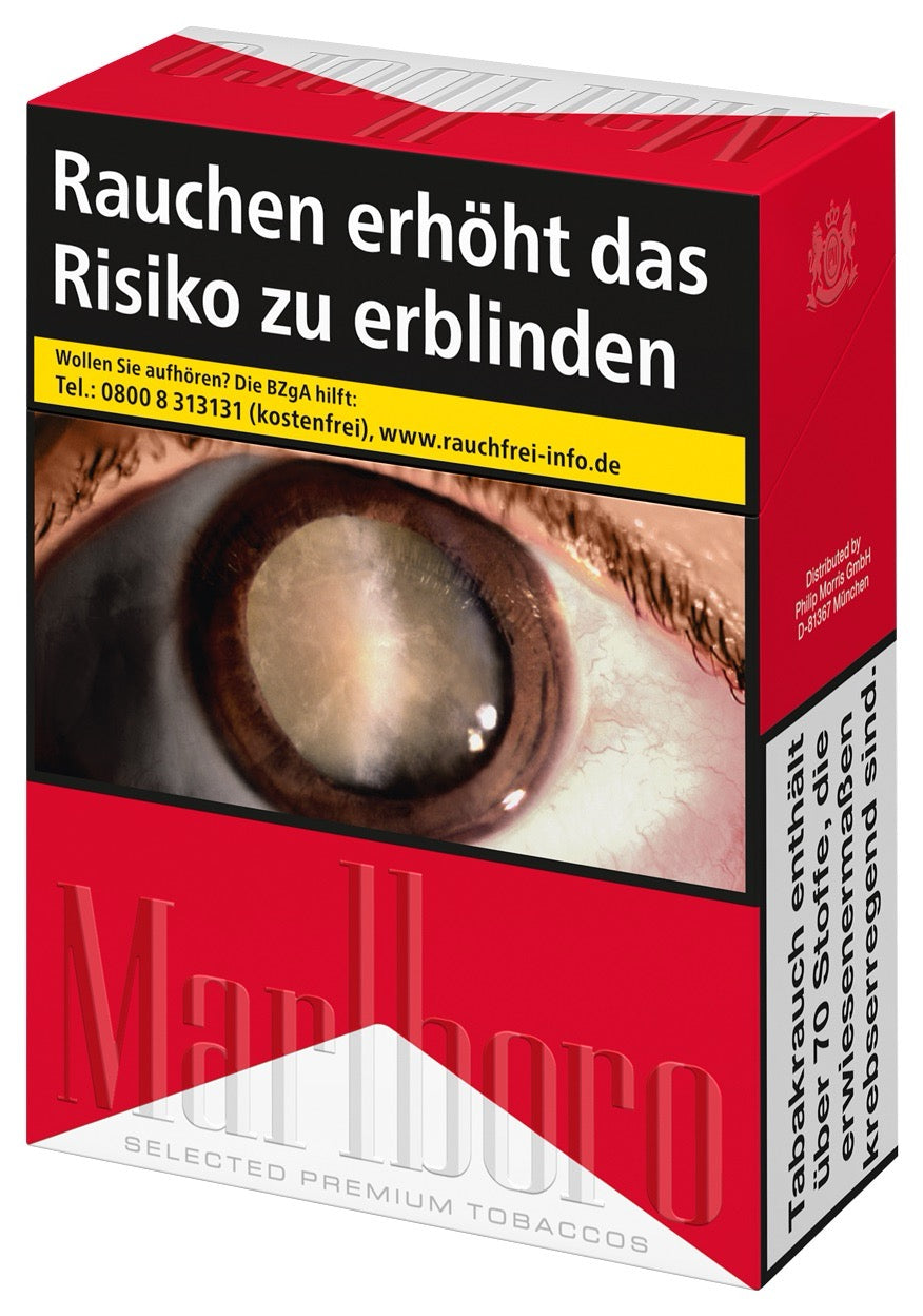 Marlboro Red Zigaretten – einzelne 2XL-Schachtel leicht seitlich fotografiert mit kräftigem Branding