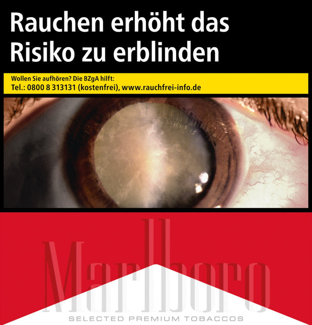 Marlboro Red Zigaretten – 55er Packung im kräftigen Rot, frontal abgebildet