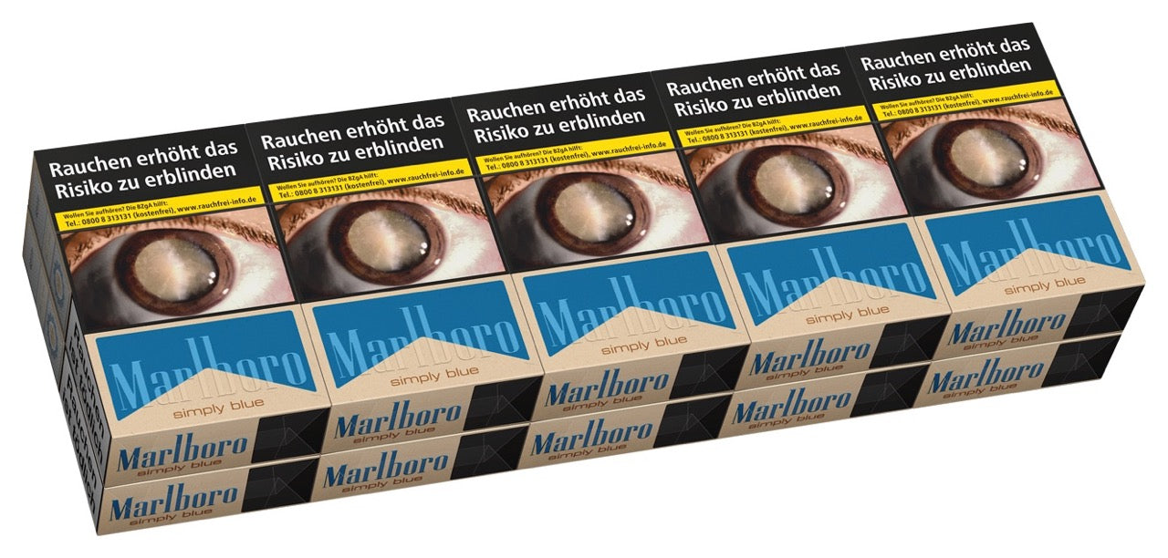 Marlboro Simply Blue Zigaretten – Stange mit 10x20 Stück im blau-weißen Design, ohne Zusatzstoffe