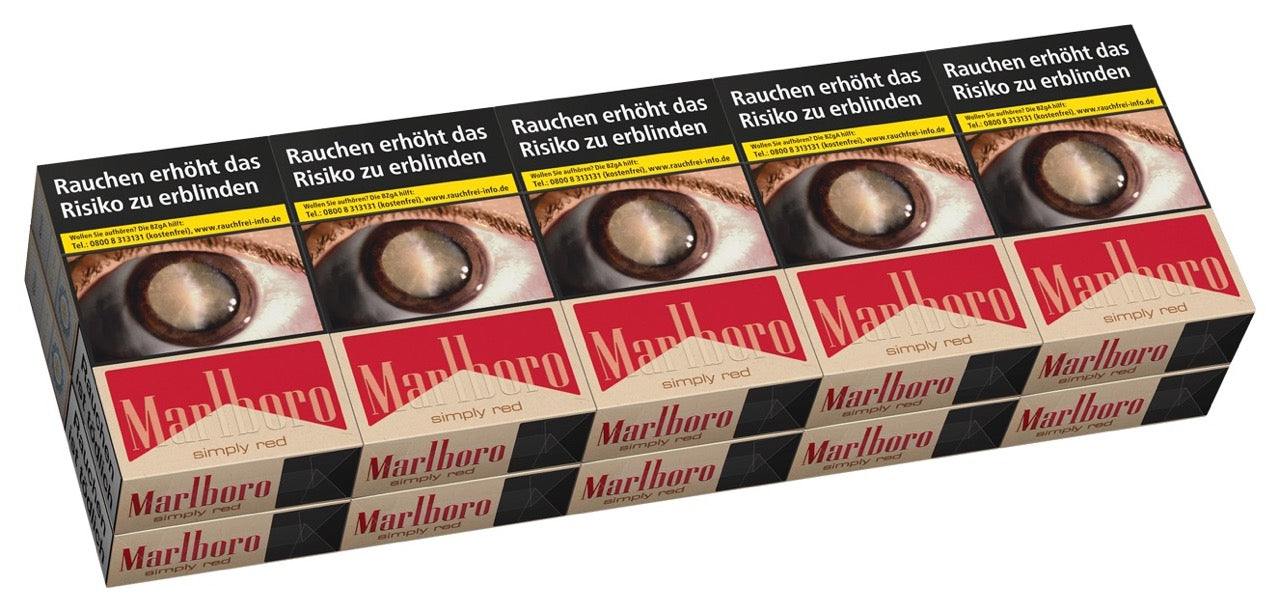 Marlboro Simply Red Zigaretten – Stange mit 10x20 Stück im umweltfreundlichen roten Design, ohne Zusatzstoffe