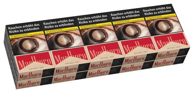 Marlboro Simply Red Zigaretten – Stange mit 10x20 Stück im umweltfreundlichen roten Design, ohne Zusatzstoffe