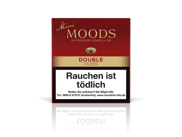 Mini MOODS Double Filter Cigarillos 10er Packung – kompakte Cigarillos mit Double Filter und brasilianischem Deckblatt von Dannemann.