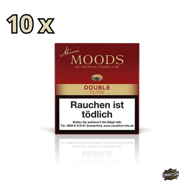Mini MOODS Double Filter Cigarillos 10x20er Packung – Kompakte Cigarillos mit Double Filter und brasilianischem Deckblatt, perfekt für stilvollen Vorratsgenuss.