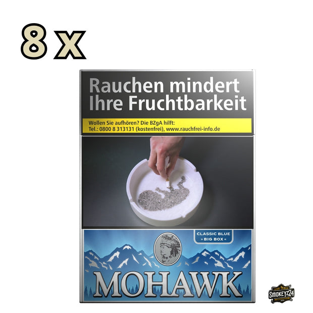 Mohawk Classic Blue Big Pack Zigaretten Stange 8x25 Schachtel frontal