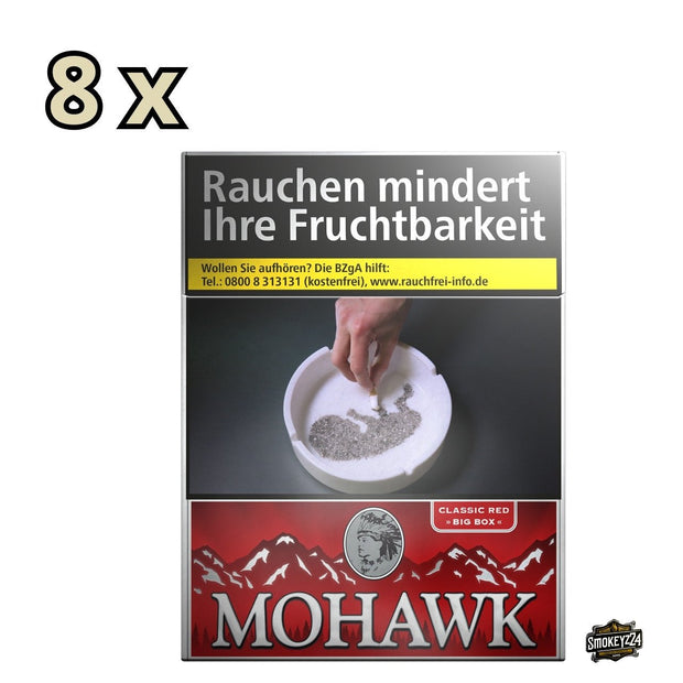 Mohawk Classic Red Big Pack Zigaretten Stange 8x25 Schachtel frontal