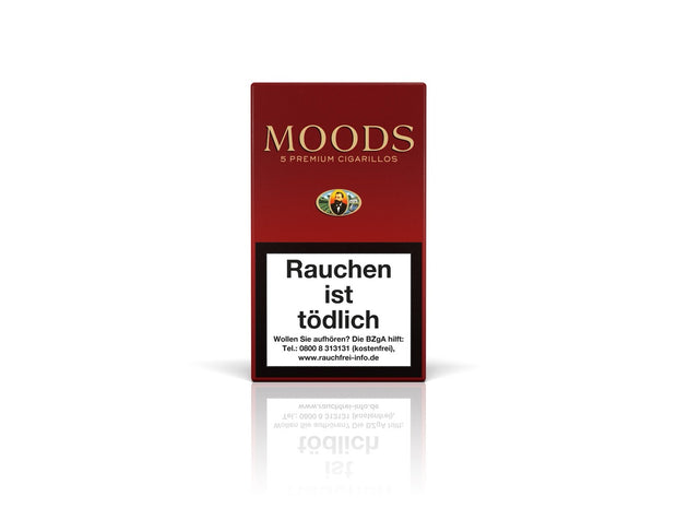 MOODS ohne Filter Cigarillos 5er – kräftige Cigarillos mit Java-Deckblatt und vollmundigem Geschmack, ideal für Genießer ohne Filter.
