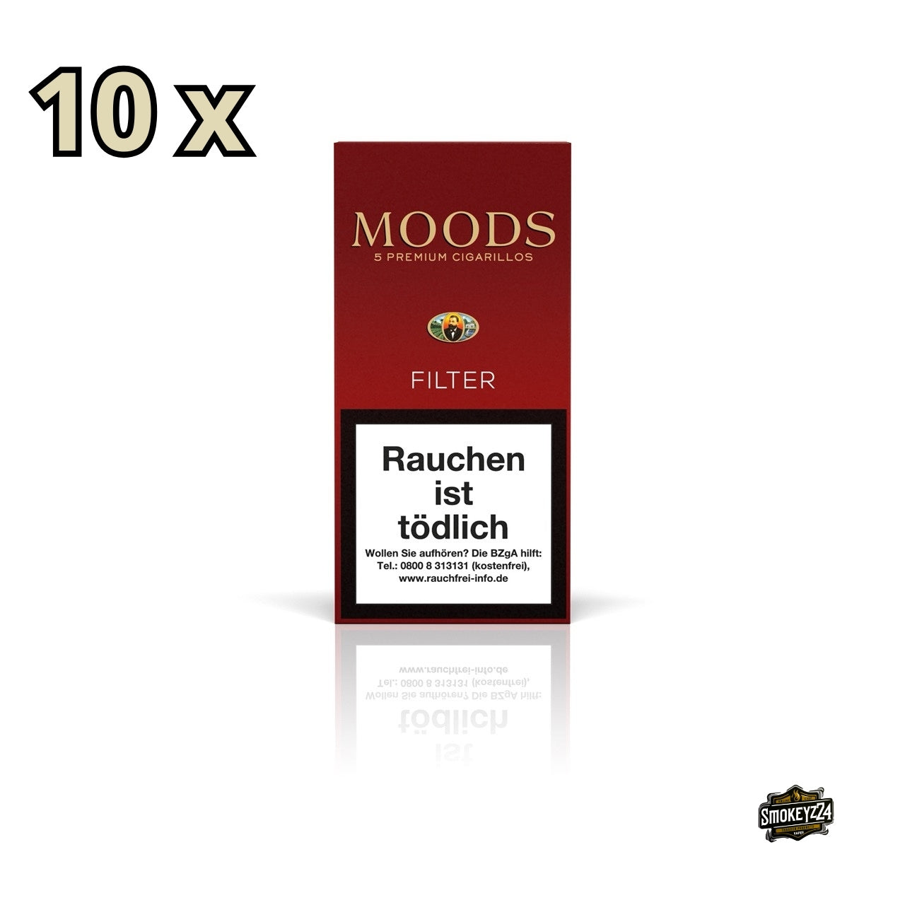 MOODS Filter Cigarillos 10x5er – aromatische Filtercigarillos mit Java-Deckblatt im Vorratspack von Dannemann.