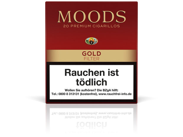 MOODS Gold Filter Cigarillos 20er – Mild-aromatischer Rauchgenuss mit brasilianischem Deckblatt in stilvoller Verpackung.